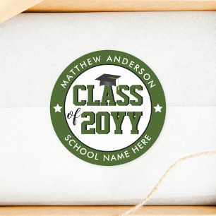 Class of 2024 Forest Green Graduation Party Classic Round Sticker