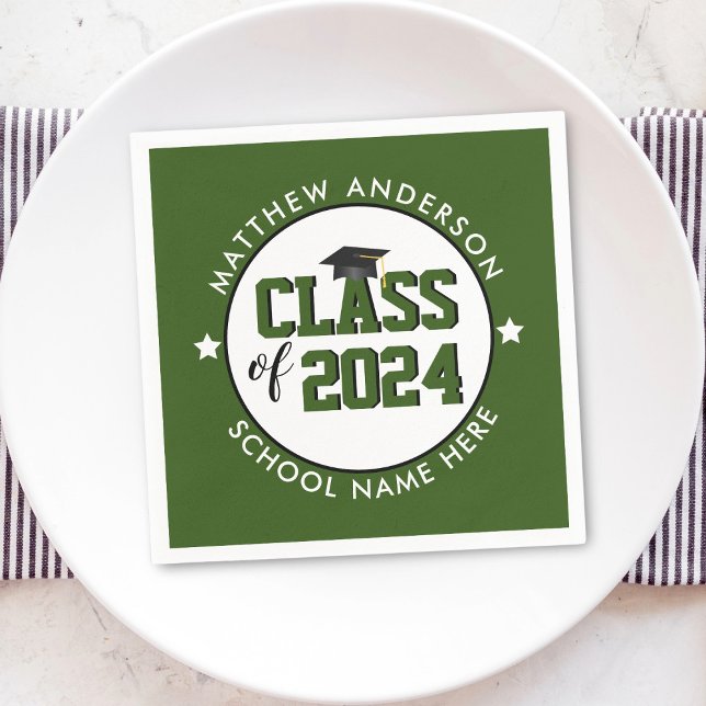 Class of 2024 Forest Green Graduation Party Napkin (Creator Uploaded)