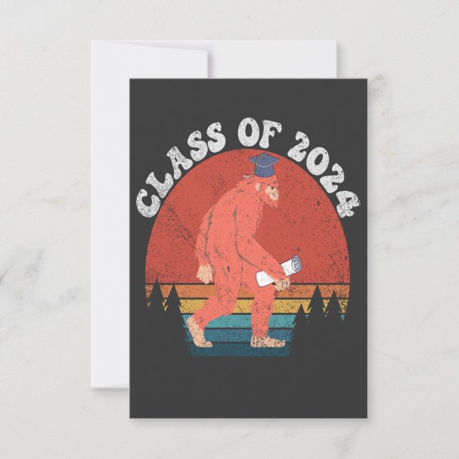 Class Of 2024 Funny Graduation Bigfoot Retro Gift  (Front)