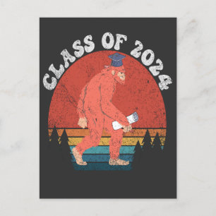 Class Of 2024 Funny Graduation Bigfoot Retro Gift  Announcement Postcard