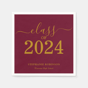 Class of 2024 Gold Maroon Graduation Party Napkin