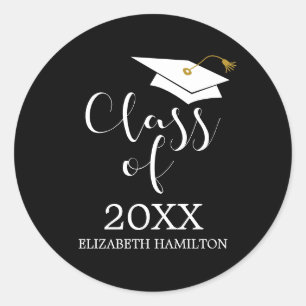 Class of 2024 Grad Cap Chic Calligraphy Classic Round Sticker