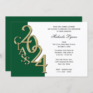 Class of 2024 Grad Gold and Green Invitation