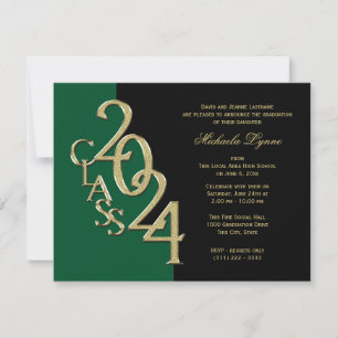 Class of 2024 Grad Gold with Colour Option Invitat Invitation