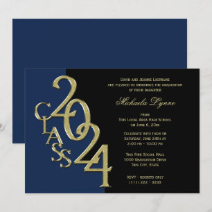 Class of 2024 Grad Gold with Colour Option Invitation
