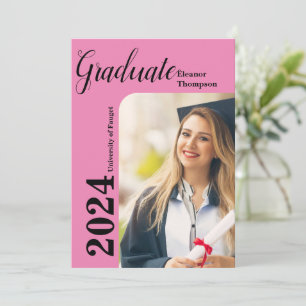 Class of 2024 Grad: Modern Black & White Photo  Invitation