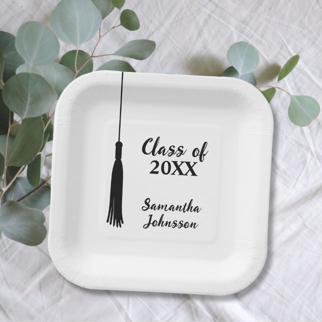 Class of 2024 Grad Tassel Personalised Graduation  Paper Plate (Class of 2024 Grad Tassel Personalized Graduation Paper Plates)