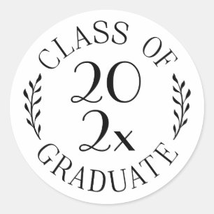 Class of 2024 Graduate Chic Black White Typography Classic Round Sticker