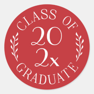 Class of 2024 Graduate Chic Red and White Emblem Classic Round Sticker