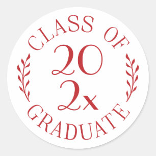 Class of 2024 Graduate Chic Red White Typography Classic Round Sticker