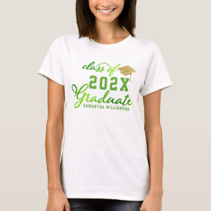 Class of 2024 Graduate Green Typography Graduation T-Shirt