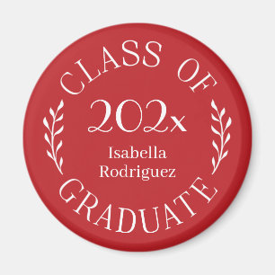 Class of 2024 Graduate Name Typography Red Magnet