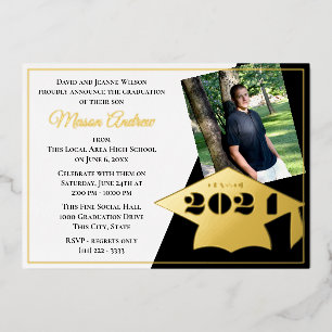 Class of 2024 Graduation Cap Foil Invitation