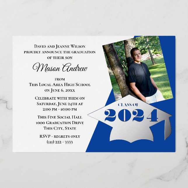 Class of 2024 Graduation Cap Foil Invitation (Front)