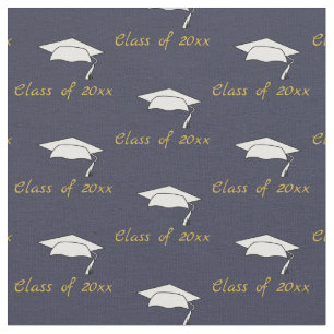 Class of 2024 Graduation Caps Pattern Dark Blue Fabric