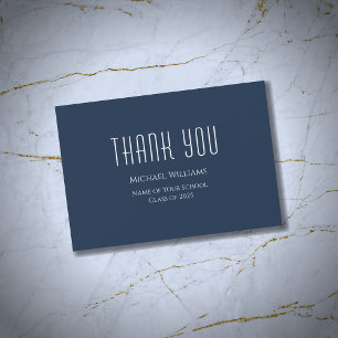 Class of 2024 Graduation Minimalist Navy Blue Thank You Card