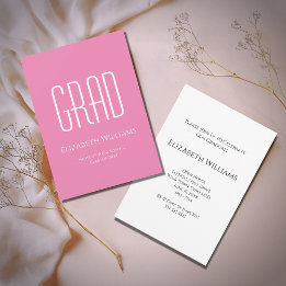 Class of 2024 Graduation Party Minimalist Pink  Invitation