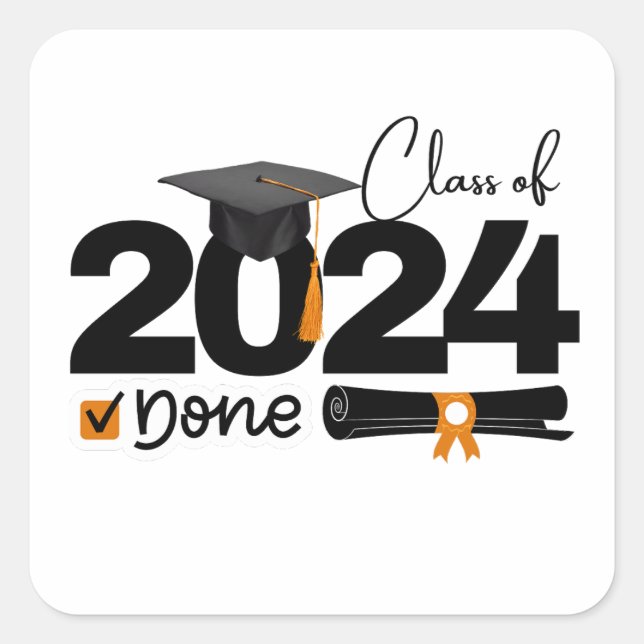 Class Of 2024 Graduation Square Sticker (Front)