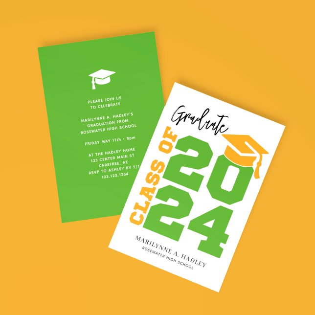 Class of 2024 Green and Gold Graduation Invitation (Creator Uploaded)