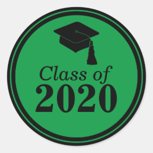 Class of 2024 Green Black Graduation Classic Round Sticker