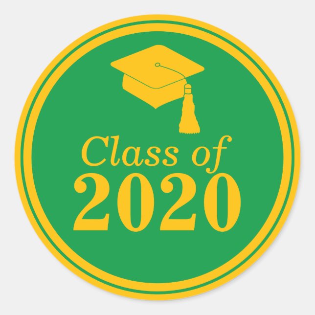 Class of 2024 Green Gold Graduation Classic Round Sticker (Front)