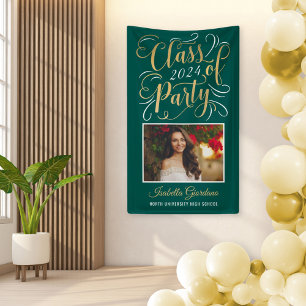 Class of 2024 Green Gold Graduation Party Photo Banner