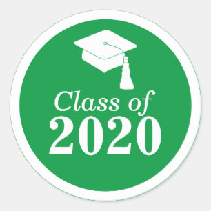 Class of 2024 Green White Graduation Classic Round Sticker