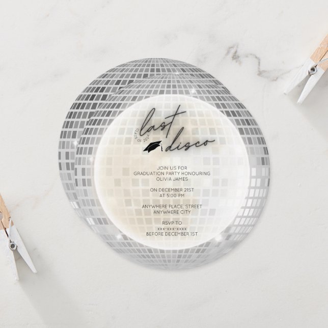 Class of 2024 last disco graduation party  invitation (Front/Back In Situ)