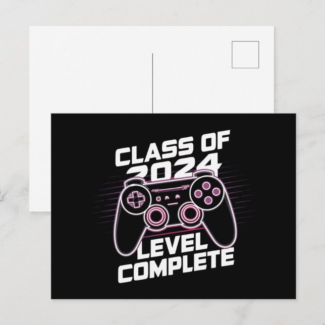 Class Of 2024 Level Complete Senior Graduation Postcard (Front/Back)