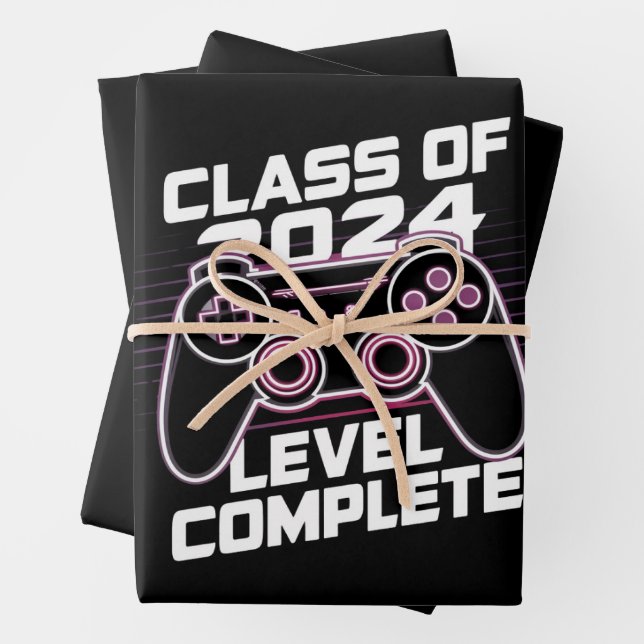 Class Of 2024 Level Complete Senior Graduation Wrapping Paper Sheet (In situ)