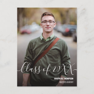 Class of 2024 Male Graduate Photo Name Announcement Postcard