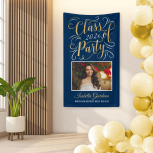 Class of 2024 Navy Gold Graduation Party Photo Banner