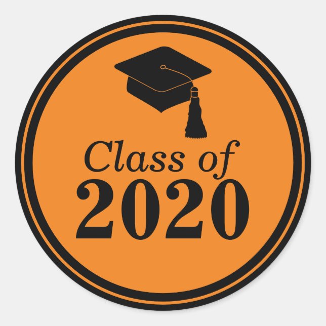 Class of 2024 Orange Black Graduation Classic Round Sticker (Front)