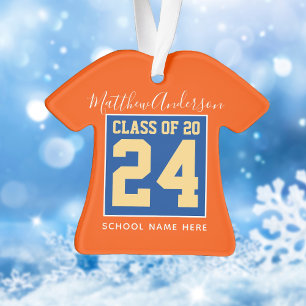 Class of 2024 Orange Blue and Gold Graduation Ornament