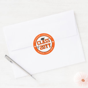 Class of 2024 Orange Graduate Graduation Classic Round Sticker