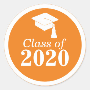 Class of 2024 Orange White Graduation Classic Round Sticker