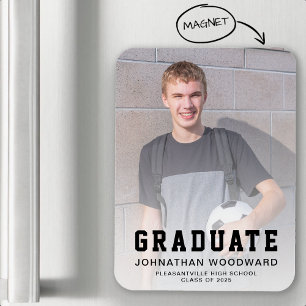 Class of 2024 Photo Black Graduation Announcement Magnet