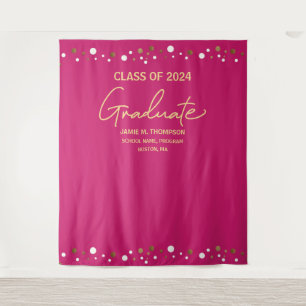 Class of 2024 Pink backdrop graduation Tapestry