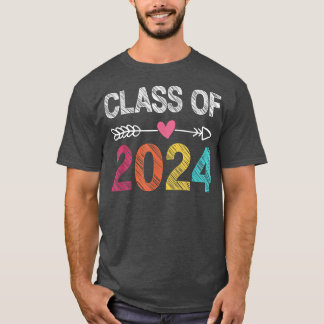 Class Of 2024 Pre K To 12 Handprint On Back Grow W T-Shirt
