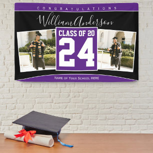 Class of 2024 Purple & Black Graduation Photo Banner