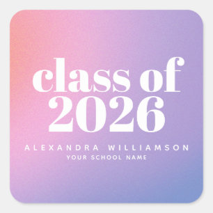 Class of 2024 Purple Gradient Custom Graduation Square Sticker