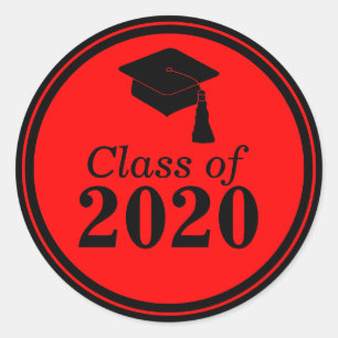 Class of 2024 Red Black Graduation Classic Round Sticker