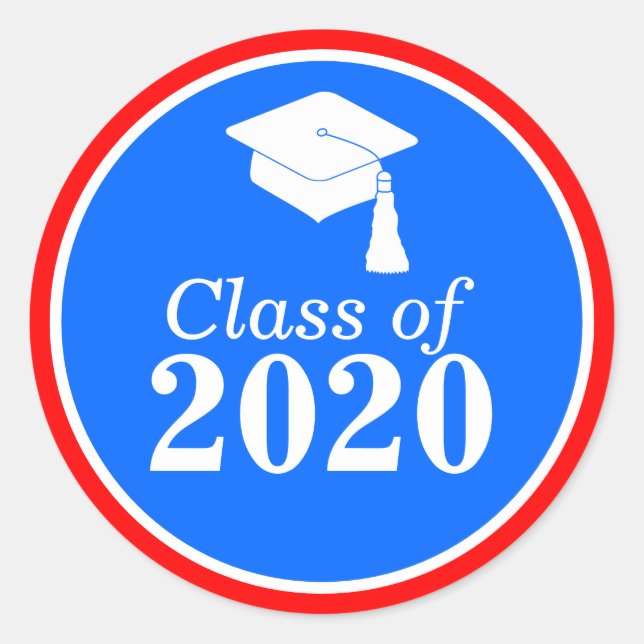 Class of 2024 Red White Blue Graduation Classic Round Sticker (Front)