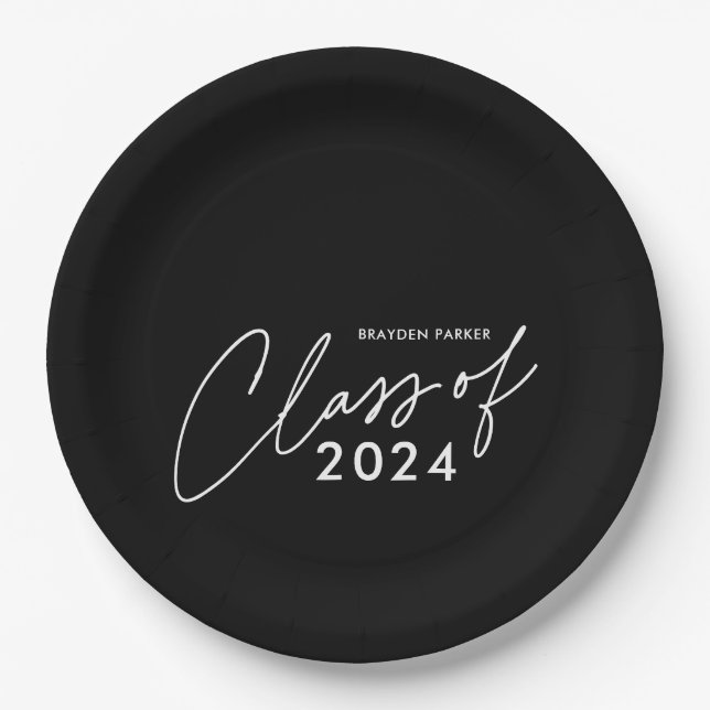 Class of 2024 Script Graduation Paper Plate (Front)