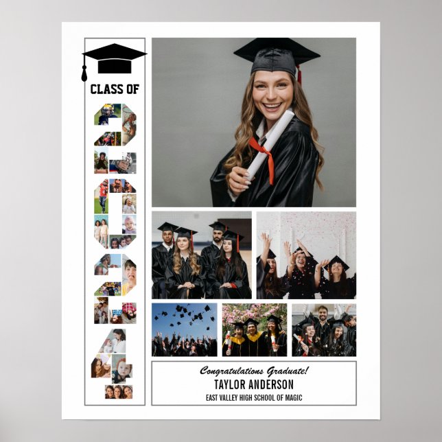 Class of 2024 Senior Graduation Photo Collage Poster (Front)