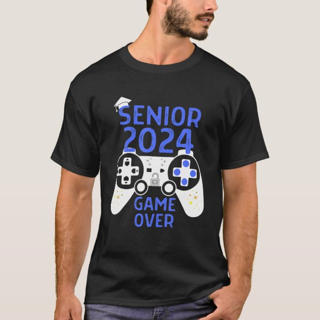 Class Of 2024 Senior Video Game Over School Gamer T-Shirt (Front)