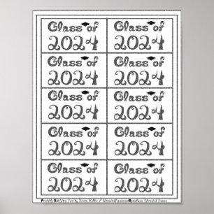 Class of 2024 Sprinkle Black Fabric Font Tags Poster