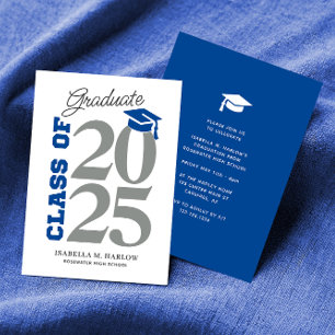 Class of 2025 Blue and Grey Graduation Invitation