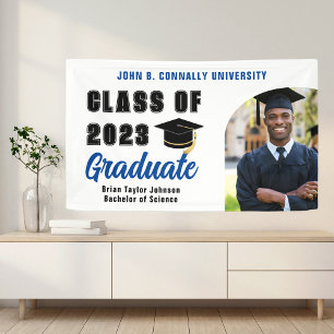 Class of 2025 Blue Graduate Photo Graduation Party Banner