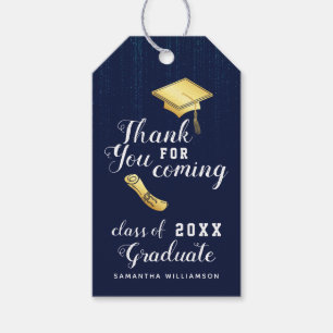 Class of 2025 Blue White Gold Thank You Graduation Gift Tags